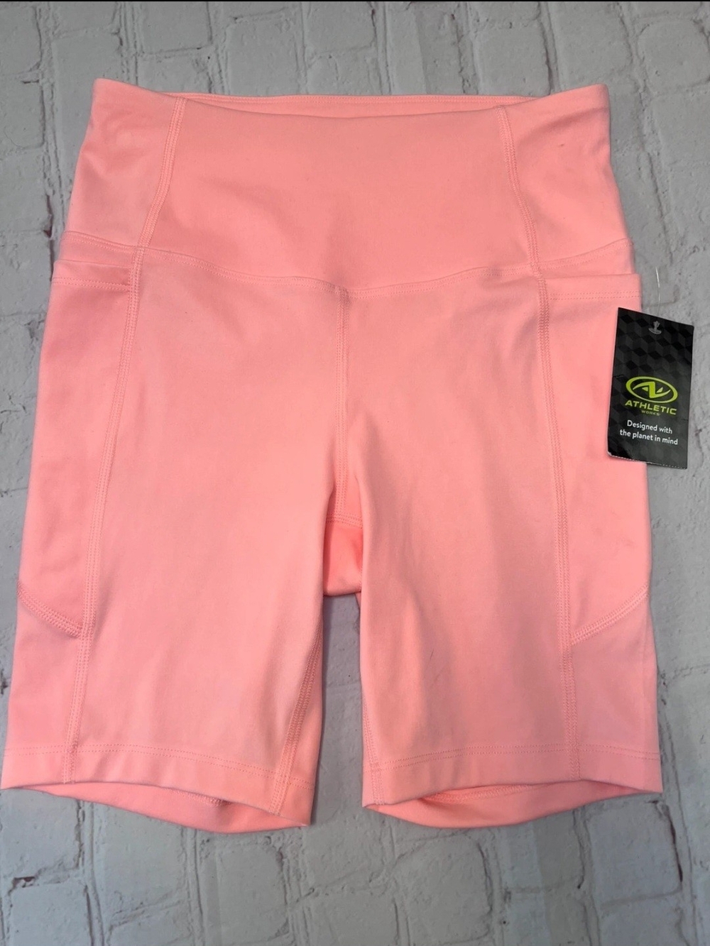Athletic Works Coral Pink High-Waist Bike Shorts